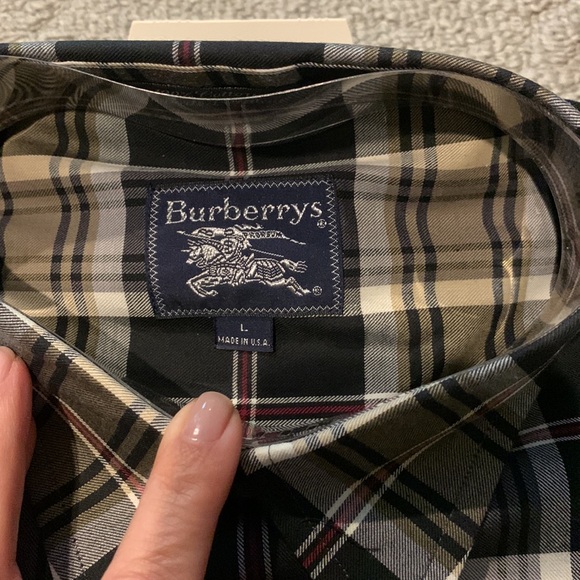 🎉HP🎉 NWT Burberrys Vintage Men’s Plaid Button Down 100% Cotton Shirt Size L - Picture 2 of 5